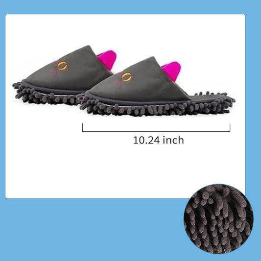 Cartoon Dog Mop Slippers Microfiber Clean Dusting Slippers Detachable Mopping Shoes for Office Home Room (Khaki)