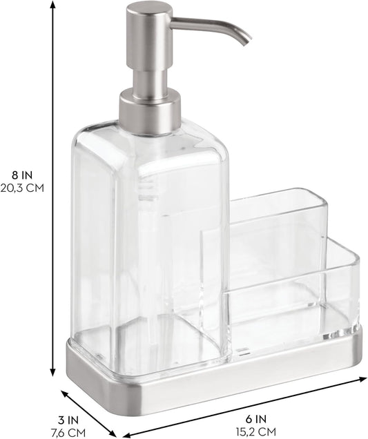 iDesign Forma BPA-Free Plastic Soap and Sponge Sink Organizer Caddy - 6" x 3.5" x 8.25", Clear/Matte Black