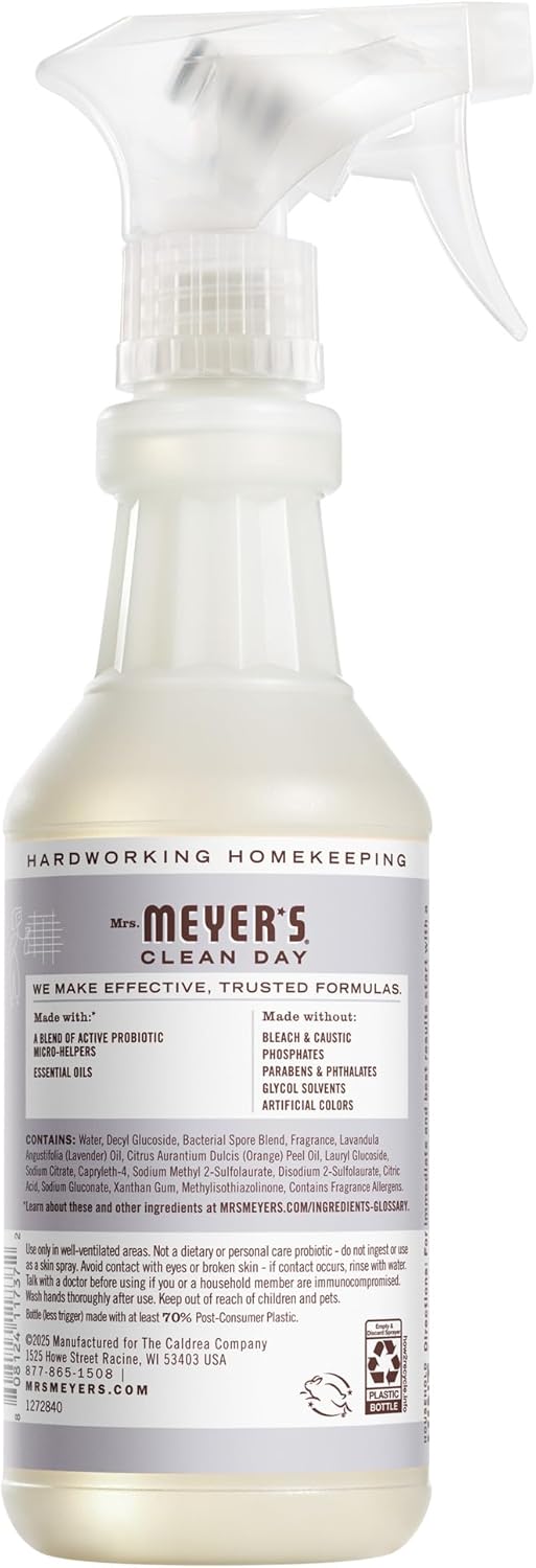MRS. MEYER'S CLEAN DAY's Probiotic Daily Shower Spray Cleaner, Made With Essential Oils And Other Thoughtfully Chosen Ingredients, Lavender, 16 oz.