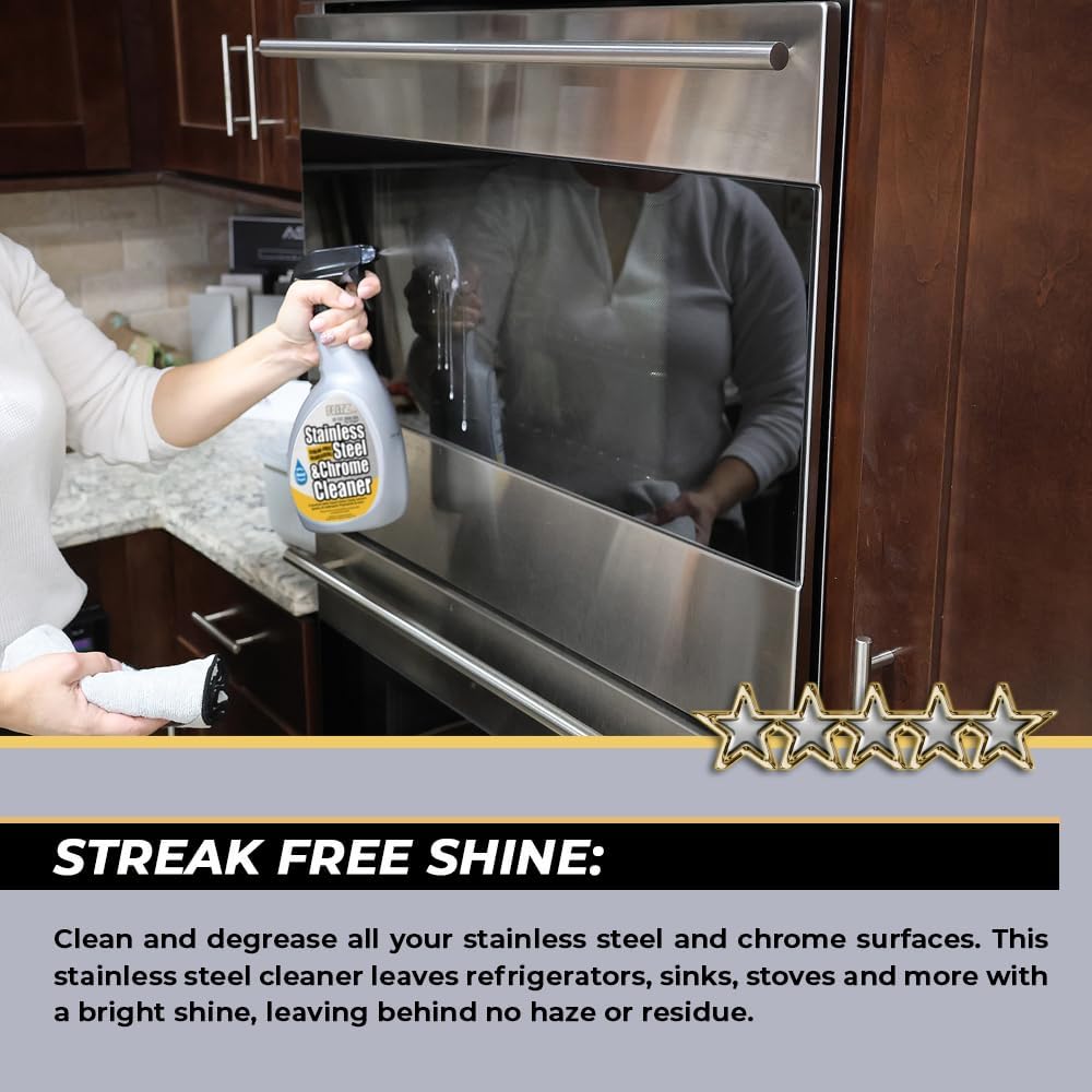 Flitz Stainless Steel & Chrome Clean - 16oz Bottle, USA-Made Stainless Steel Cleaner Spray for Appliances - Grill, Fridge, Sink Stain Remover - Also Works on Aluminum Surfaces (1 Pack)