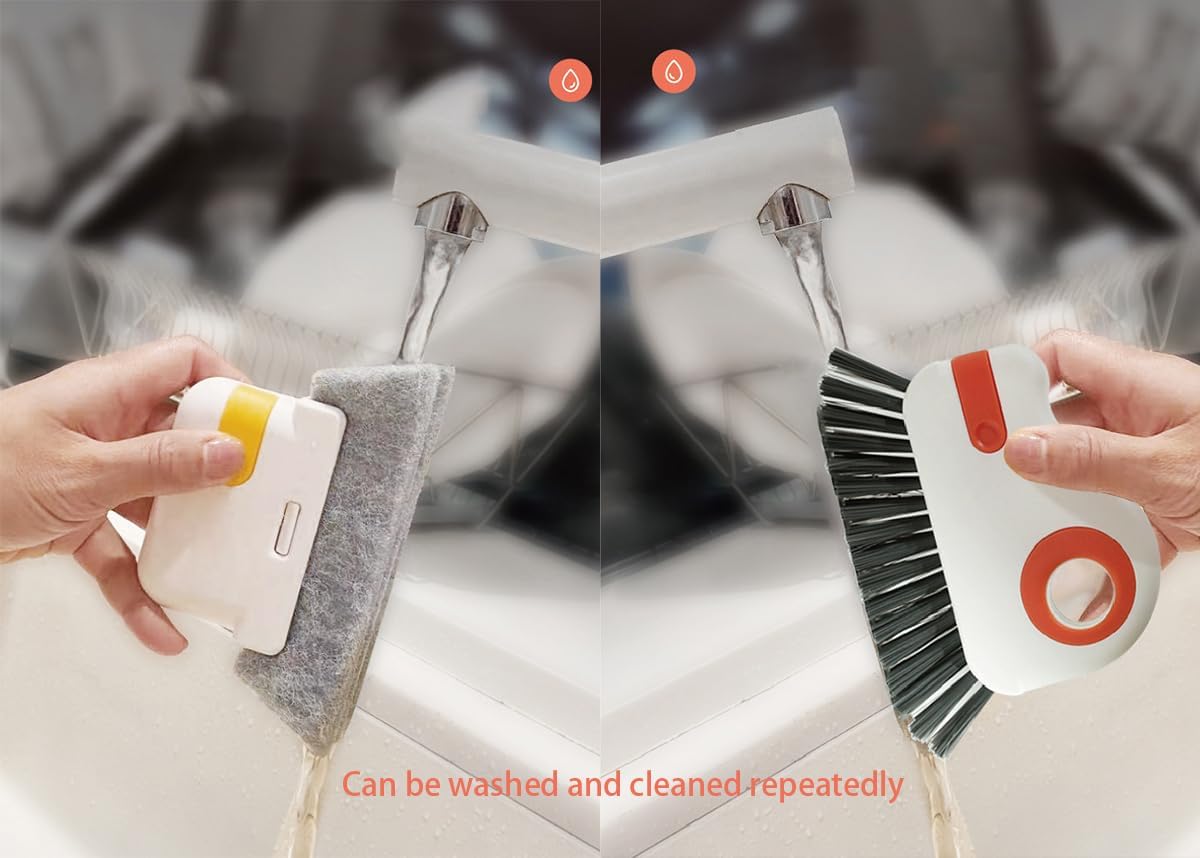 Window Track Cleaning Brush with Hidden Scraper for Sliding Door and Window Tracks, Shutters, Kitchen Sink Cleaning