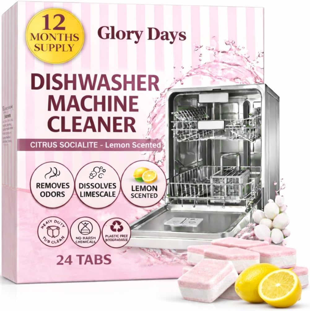 Dishwasher Cleaner And Deodorizer Tablets - 6 Months Supply Unscented Dishwasher Cleaning Tablets - Deep Cleaning Removes Limescale and Odors - Eco-friendly Dish Washer Machine Cleaner - Septic Safe