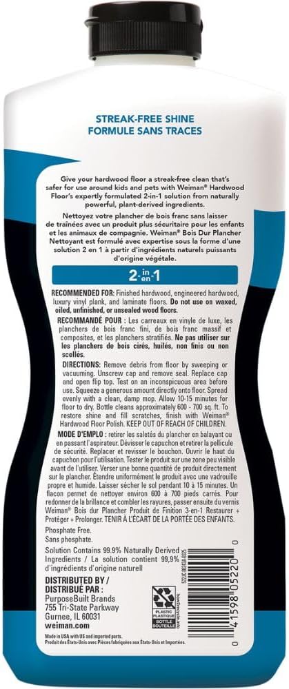 Weiman Hardwood Floor Cleaner - 128 Ounce Refill - Finished Engineered Hardwood Floors