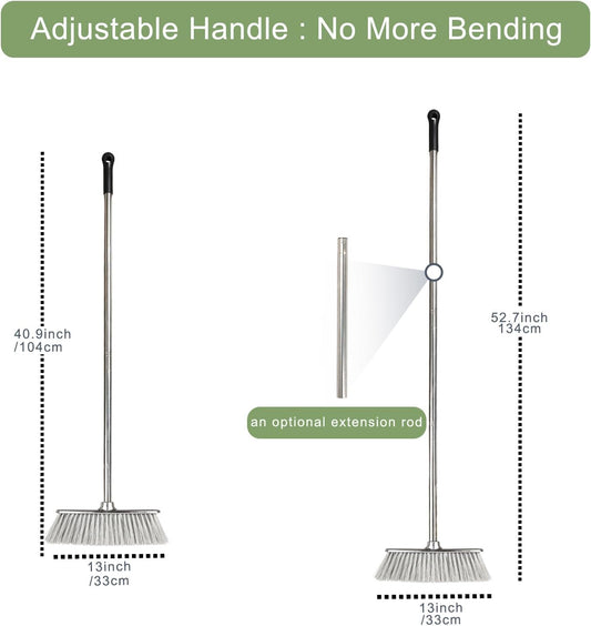 Indoor Soft Bristles Broom and Dustpan Angle Sweeping Dustpan and Broom with Long Handle for Kitchen Hardwood Floor Cleaning (Broom and Dustpan)