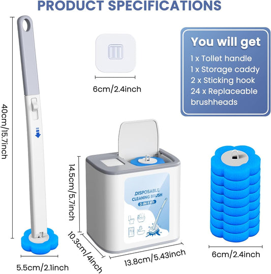 2026 Disposable Toilet Brush Cleaning System with Aromatherapy Refills (Ocean, Lemon, Lavender) – Includes Cleaning Stick, Storage Box, and Scented Refill Tabs