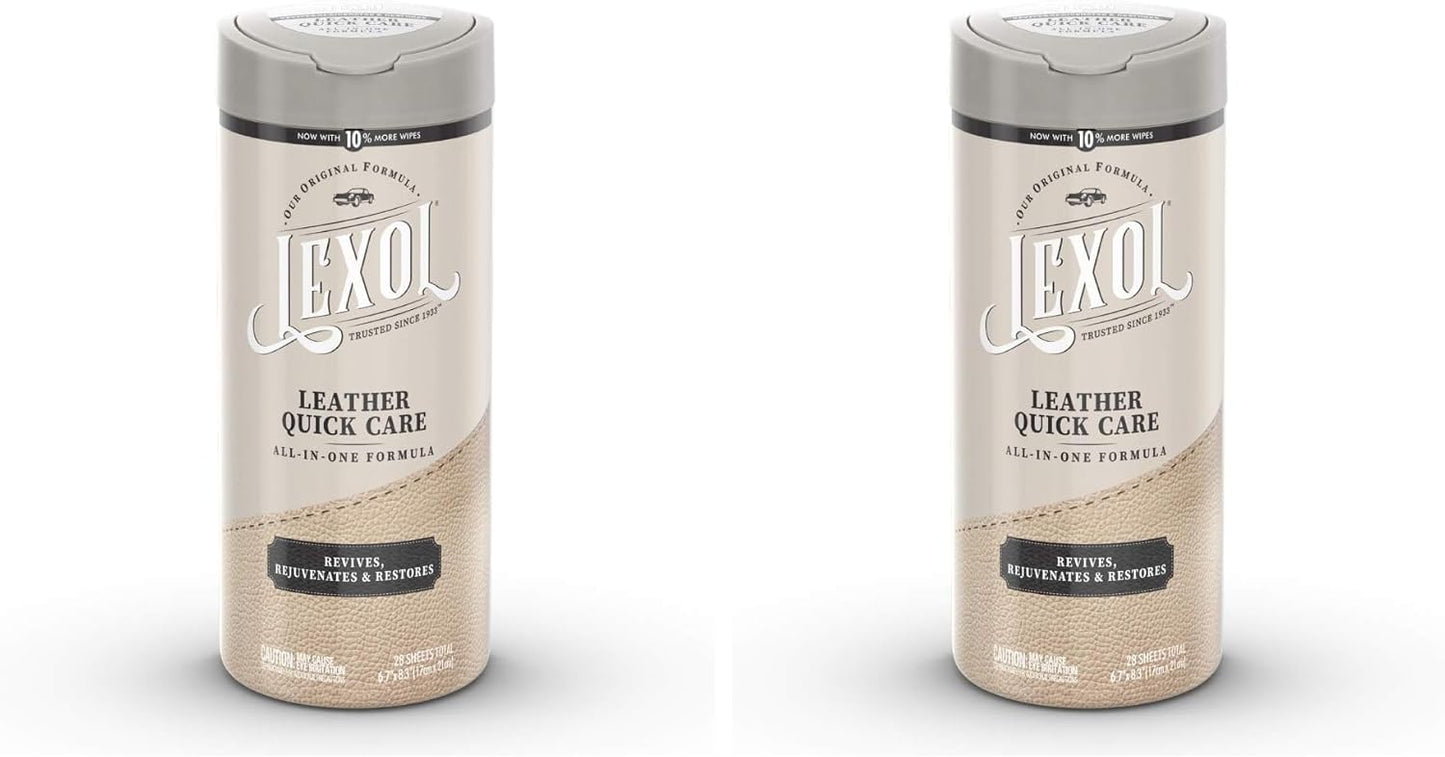 Lexol All Leather Quick Care All-in-One Formula, Best Leather Cleaner and Conditioner, for Use on Apparel, Furniture, Auto Interiors, Shoes, Bags, 30-Count Sheet Wipes,E301500100 , white