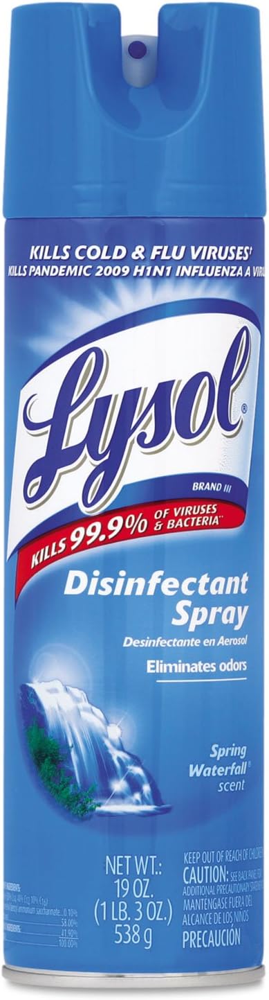 Lysol Disinfectant Spray, Household Essential Cleaning Supplies, Multi-Purpose Room Spray, Antibacterial Sanitizer Spray, Upholstery Deodorizer, Home and Bathroom, Crisp Linen,19 Fl Oz