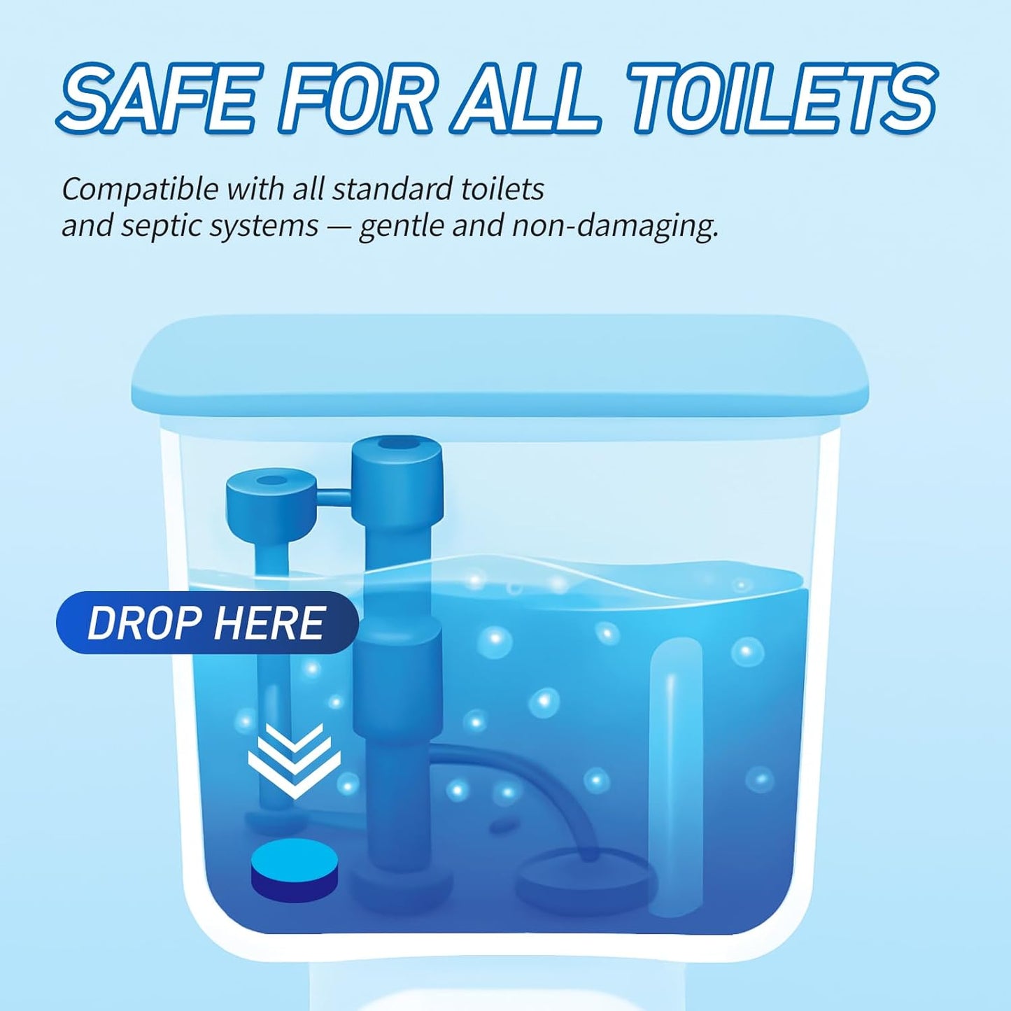 Toilet Bowl Cleaner Tablets 40 Pack, Long-Lasting Drop-in Tank Tablets with Sustained-Release Technology, Fight Tough Stains & Odors, Household & Commercial Use, Compatible with Most Toilets-Effective