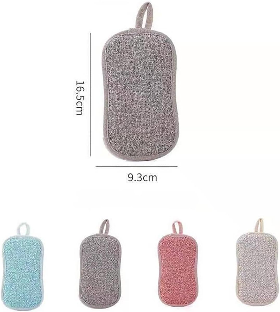 4 PCS Scouring Pad Sponges Kitchen Microfiber Cleaning Sponges Reusable Dish Sponge for Dishes, Pots and Pans