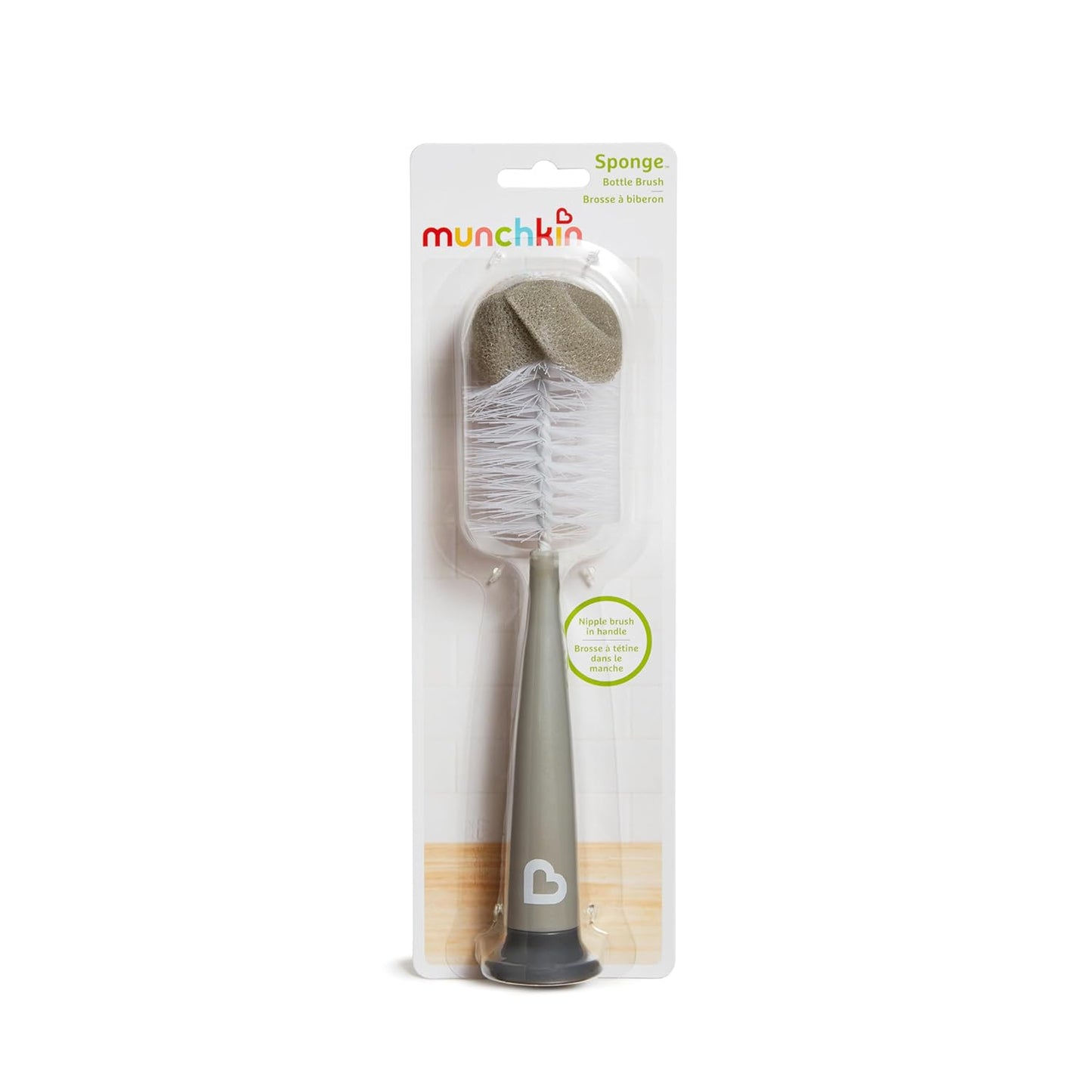 Munchkin Sponge Bottle Brush, Grey/Sage, 2 Count (Pack of 1)