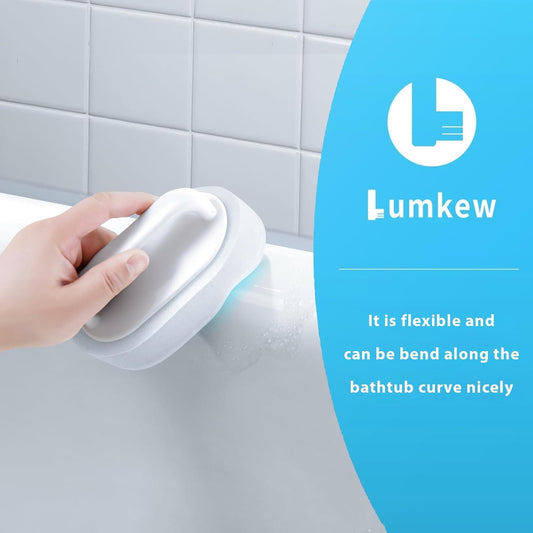 Lumkew Handle Bath Tub Scrubber, Non Scratch Bathroom Scouring Pad, Bathtub Scrubber Soap Scum Remover for Shower Tile Grout Sink Pool Step & Corner, Heavy Duty Cleaning Sponge Scrub, 2 PCS