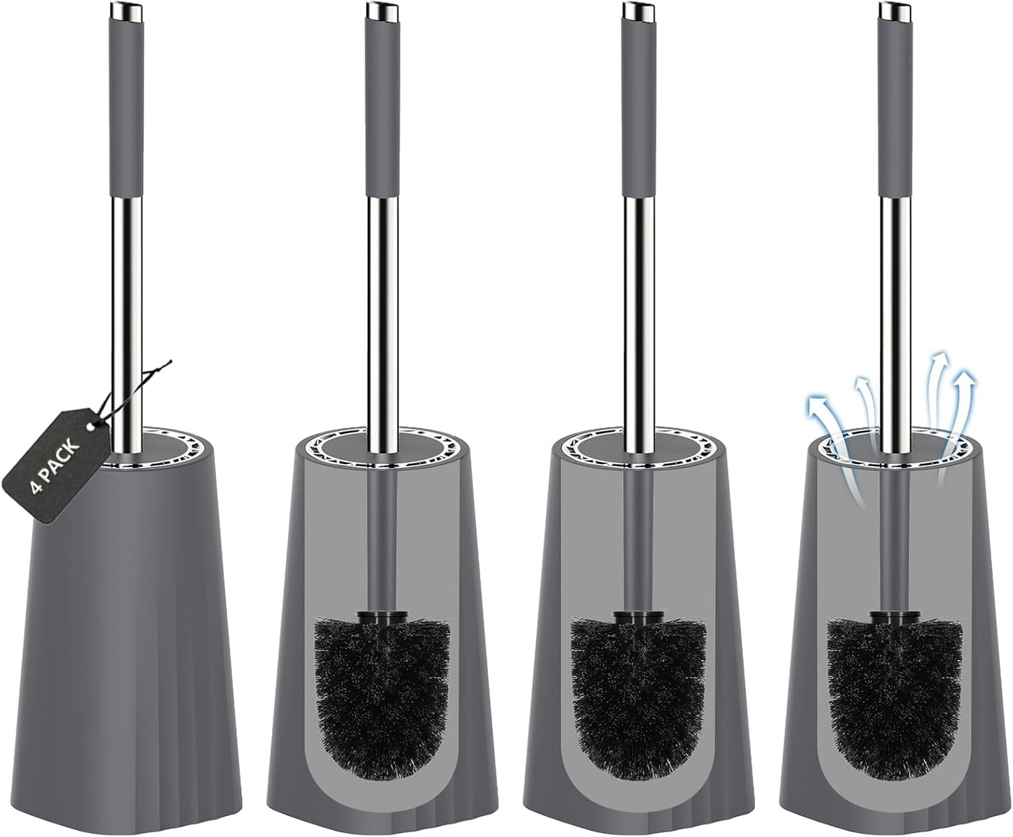 SetSail Toilet Brush, Compact Size Toilet Bowl Brush and Holder Toilet Brushes for Bathroom with Stainless Steel Handle Toilet Cleaner Brush with Durable Scrubbing Bristles, Splash-Proof