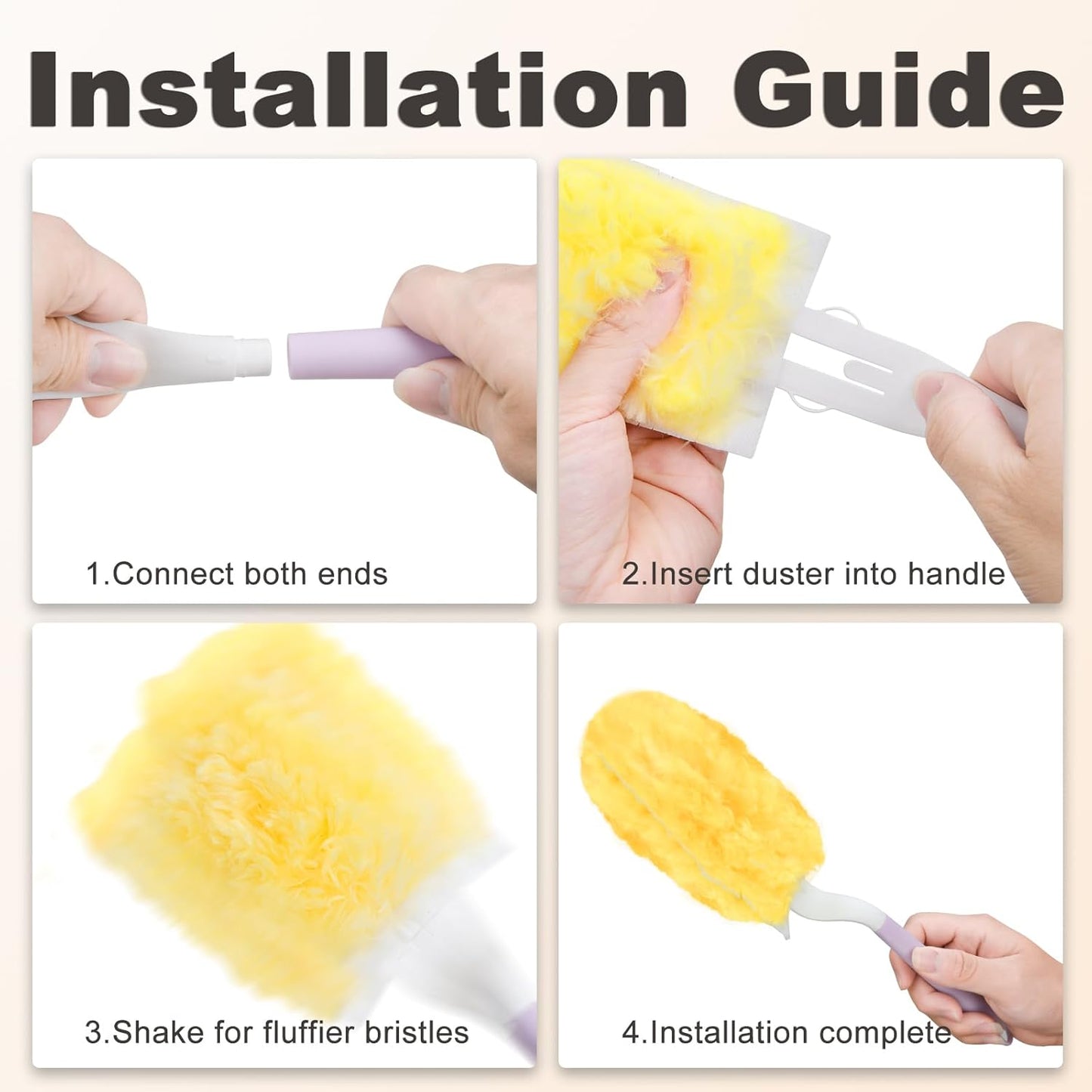 6 ft Long Handle Extendable Duster with 50 Refills for Swiffer Duster, Heavy Duty 360° Microfiber Dusting Kit for High Ceilings, Ceiling Fans, Tall Windows, and Hard-to-Reach Areas