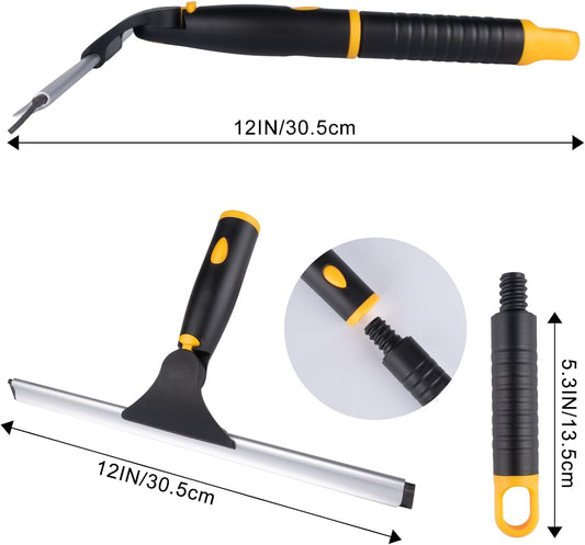 Swivel Shower Squeegee for Glass Doors, All-Purpose Anti-Slip Window Squeegee with 2 Blades, Window Cleaner Tool Bathroom Squeegee for Shower Doors, Tile Shower Walls,Mirrors,Car Windshields