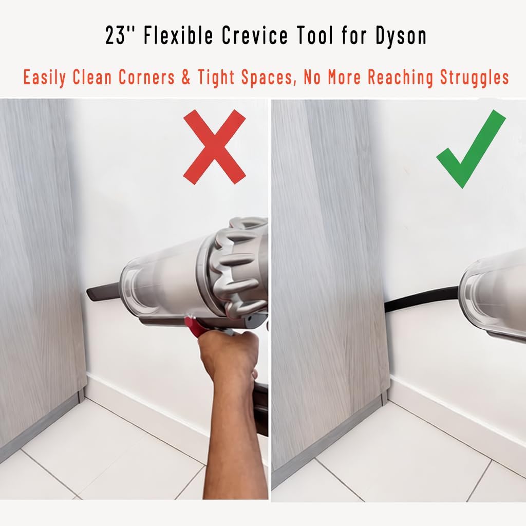 Scratch-free Dusting Brush & 63”Flexible Extension Hose Attachments for Dyson GEN5 V15 V12 V11 V10 V8 V7 Cordless Vacuum Cleaner, Ideal for Car Detailing, Keyboard/Blinds Cleaning,Delicate Surfaces