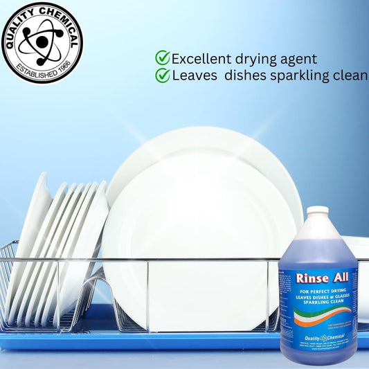 Quality Chemical Rinse All/Commercial Industrial Grade Rinse Aid/Dishwasher Rinse Aid Liquid, heat and cool dry Finish/Rinse Agent Dishwasher/Leave Dishes Spotless 640 oz (Pack of 1)