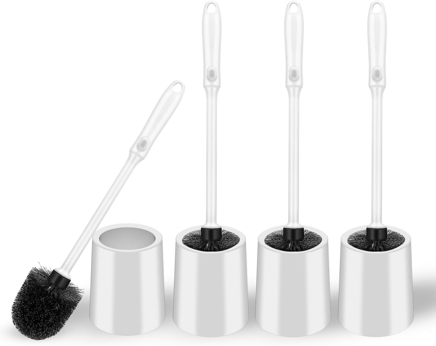 AONEZ Toilet Brush and Holder Set, 2 Pack Long-Handle Toilet Brush, Non-Slip Grip, Nylon Bristles, Deep Cleaning for Bathroom, Toilet Scrubber- Black