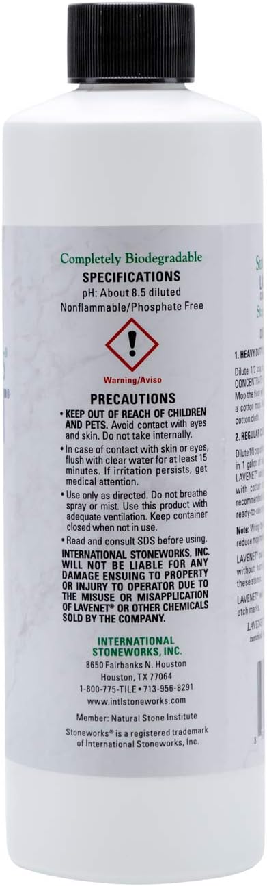 Lavenet Concentrate (1 Pint) pH-balanced cleaner for marble, granite, travertine, limestone, terrazzo, slate, flagstone and other natural stones