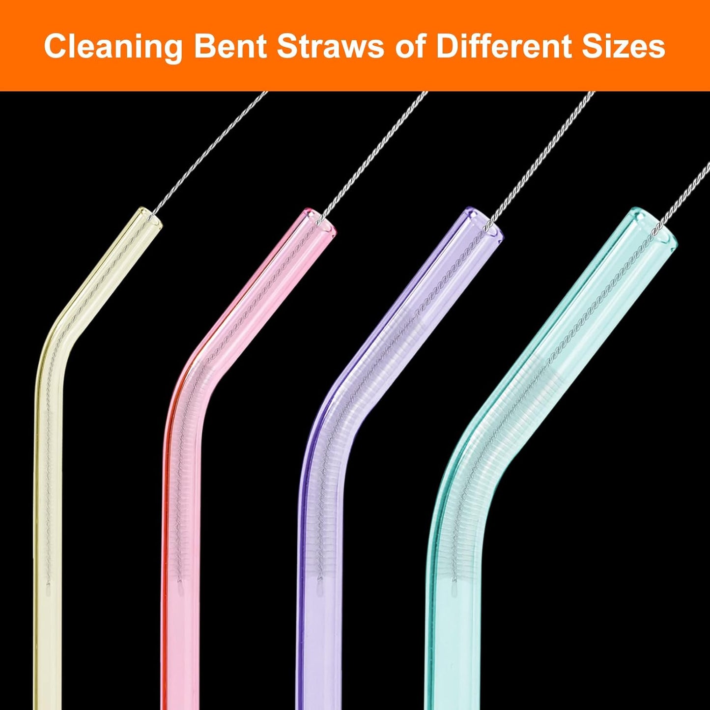 8 Inch Extra Long Straw Cleaner Brush Set, 10 Pack Reusable Straw Cleaning Brushes for Tumbler, Metal Straws,Bottle Drinking Straws,Computer Keyboard, Desktop Cleaning