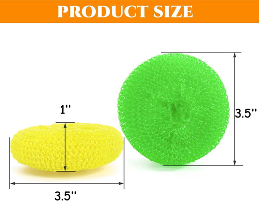 60 Pack Plastic Dish Scrubbers, Round Mesh Scouring Non Scratch Pads, Assorted Color Reusable Nylon Dish Pot Washing Poly for Kitchen Household Cleaning, 6 Colors
