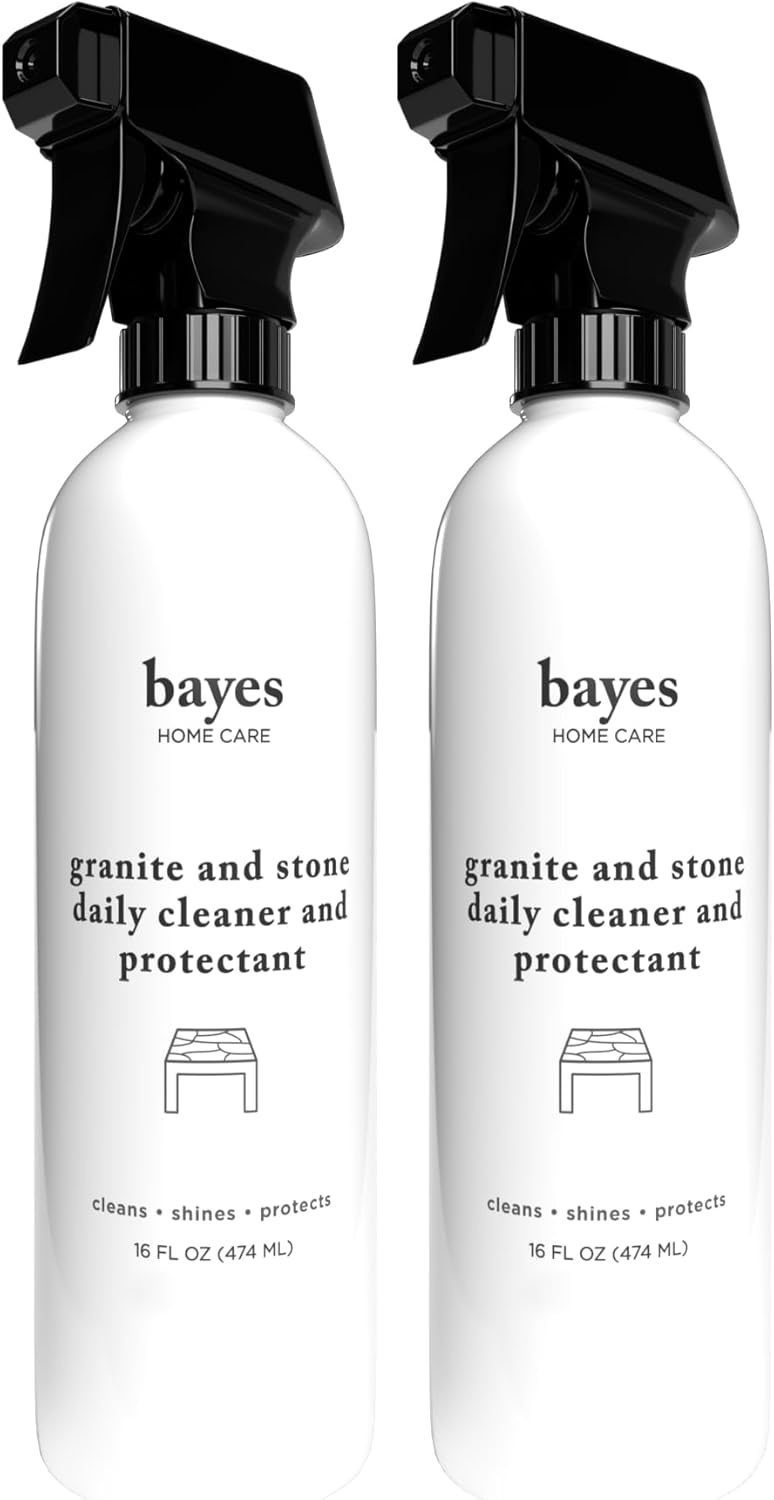 Bayes Granite and Stone Daily Cleaner and Protectant - Cleans, Shines, and Protects - For Granite, Quartz, Marble, Tile, Stone Surfaces - 16 oz
