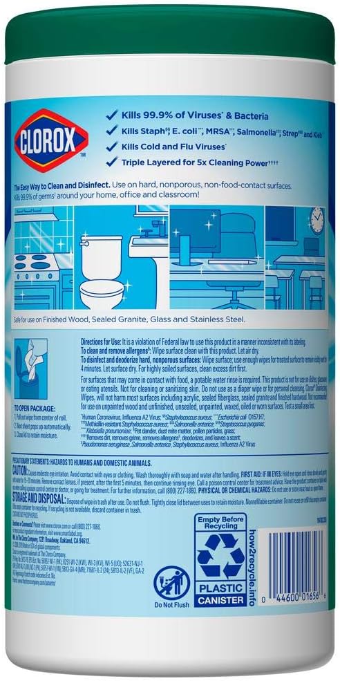 Disinfecting Wipes, Fresh Scent, 7 x 8, White, 75/Canister, 6 Canisters/Carton