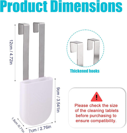 2pcs Toilet Tablet Holder, Plastic & Metal Hanging Bowl Cleaning Tablet Brackets Fits Most Standard Toilet Tablets Tanks Caddy Easy to Install (White)