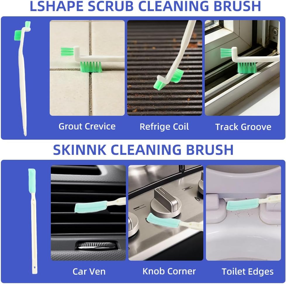 8 PCS Curved Crevice Cleaning Brush, Flexible Sink Faucet Cleaning Brush, Hard Bristle Scrub Brush for Grout, Small Scrub Brush for Cleaning Sink Scrub Brush, Window Track Gas Stove Corner Grout