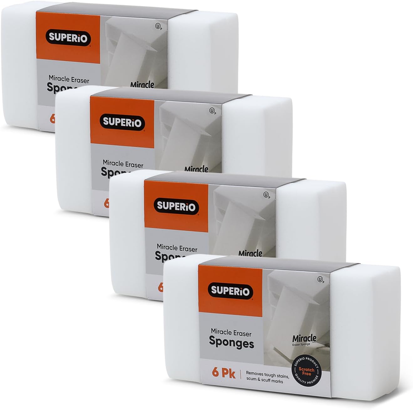 Superio Miracle Eraser Sponges - 6 Count - Effective Cleaning for Kitchen, Bathroom, Walls & More