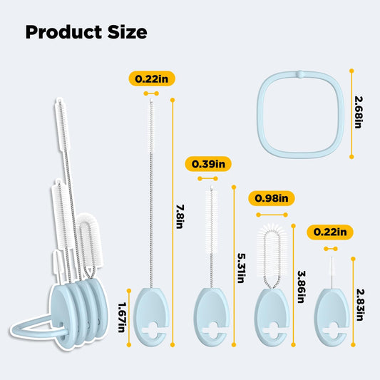 Straw Brush Set, 4 Piece Cleaner Kit with Standable Key Ring for Reusable Straws, Tumblers & Water Bottles – Designed for Kids & Adults, Purple