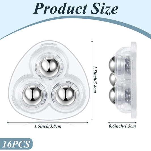 Self Adhesive Paste Caster Wheels for Furniture Bucket, Ball Castors Flat for Furniture ABS Material Load Capacity 20 LBS Per Wheel Mini Universal Wheel for Trash Can Storage Boxes 12 PCS (Clear)