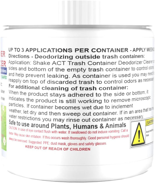 ACT Trash Deodorizer and Cleaner | Eliminates Odors Controls Garbage Sludge | for Garage and Outdoor Bins | Dry Powder Eco-Friendly 2.5lb