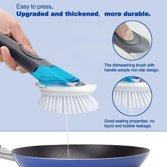 CELOX Dish Brush with Soap Dispenser, 1 Dish Wand & 3 Dish Brush Refill Heads