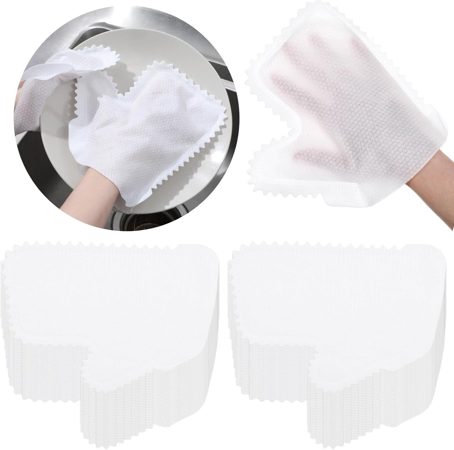 70 Pcs White Microfiber Dusting Gloves, Dusting Mitts Replaces Dust Wipes, Pet Hair Cleaning Possible, Dual-Sided Disposable Gloves
