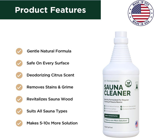 Northwood Sauna - Sauna Cleaner - Natural Wood Cleaner & Deodorizer - Ready-to-Use Spray - 1 Quart (32 Fl Oz)