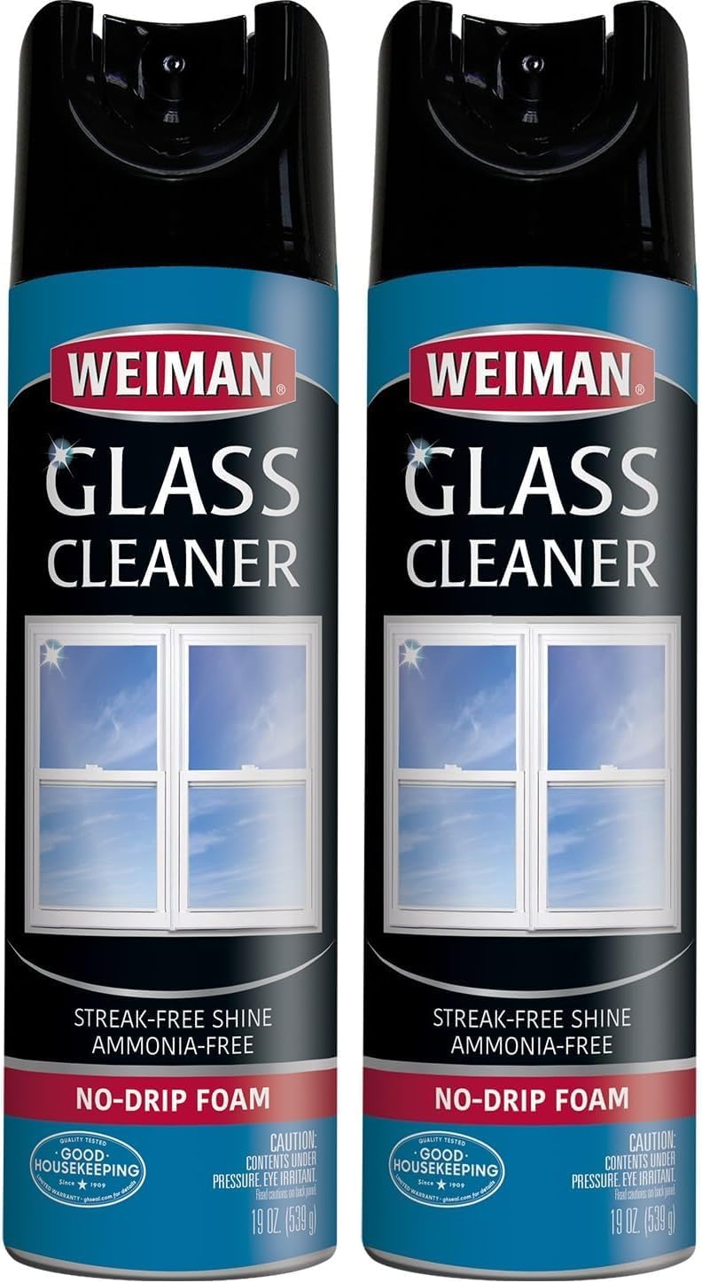 Weiman Glass Cleaner - 19 Ounce - Professional Streak Free Foaming No Drip Removes Grease Dissolves Fingerprints and Smudges