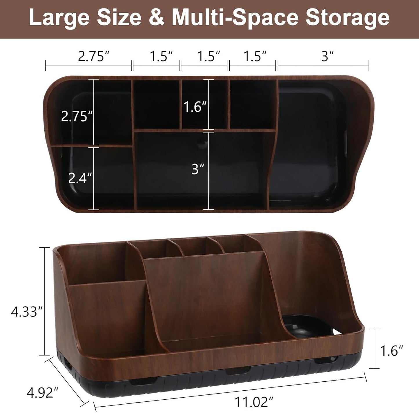 GFWARE Wood Toothbrush Holders for Bathrooms Countertop Organizer - Detachable 7 Slots Kid Bathroom Decor and Accessories, Wooden Bathroom Sink Storage Organization, Caddy, Tray, Brown