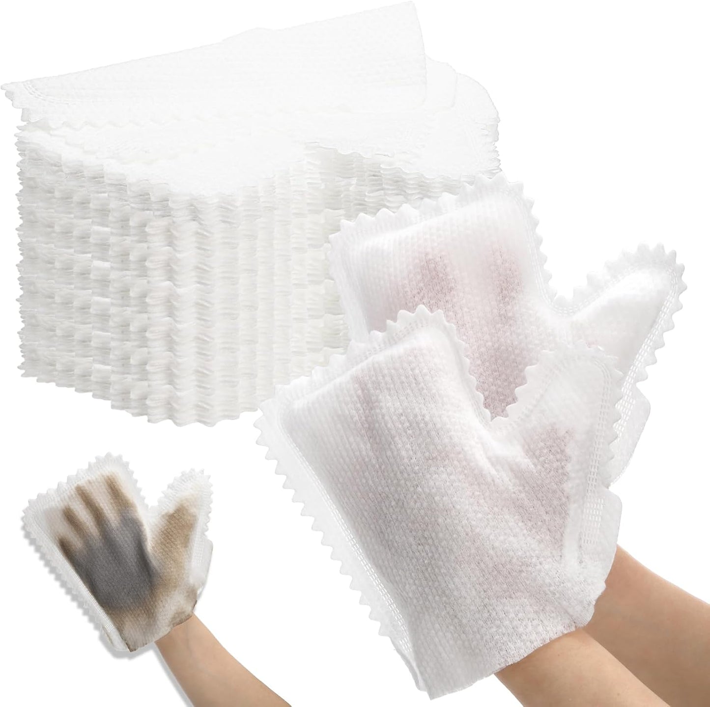 Noamus 100 Pcs White Microfiber Dusting Gloves, Disposable Artisan Dust Cloth Remove Mitt, Dual-Sided Dust Wipes Feather Dusters for Indoor Plants Furniture, House Cleaning Pet Hair, Electronic Device