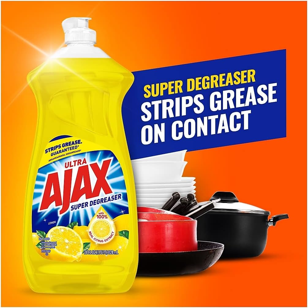 Ajax Super Degreaser Dish Liquid, Lemon, 14 Fluid Ounce