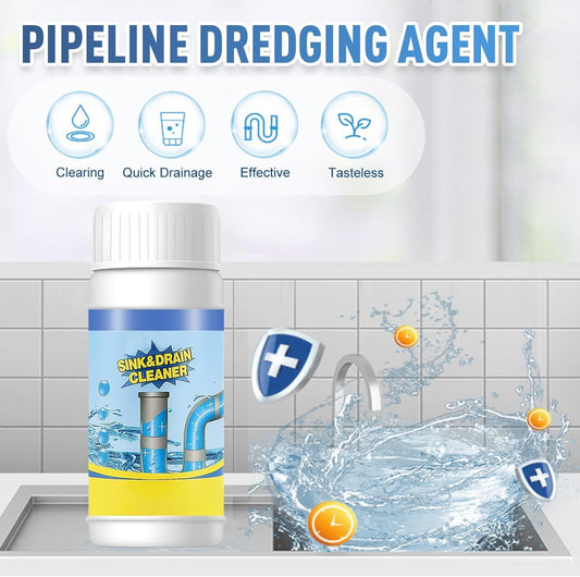 Sink and Drain Cleaner, Pipeline Dredging Agent, Sink and Drain Cleaner Powder, Multi-functional Fast-Acting Pipe Dredging Agent for Kitchen and Toilet Pipeline (2pcs)