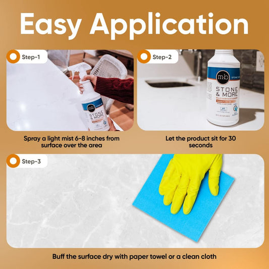 MB-5 Stone & More 2 Pack All Purpose Cleaning Spray Kitchen Counter Cleaner Spray for Marble and Granite– No Streak Formula for Stone, Glass, Granite, Ceramic, Corian, Porcelain (2x 32 oz)
