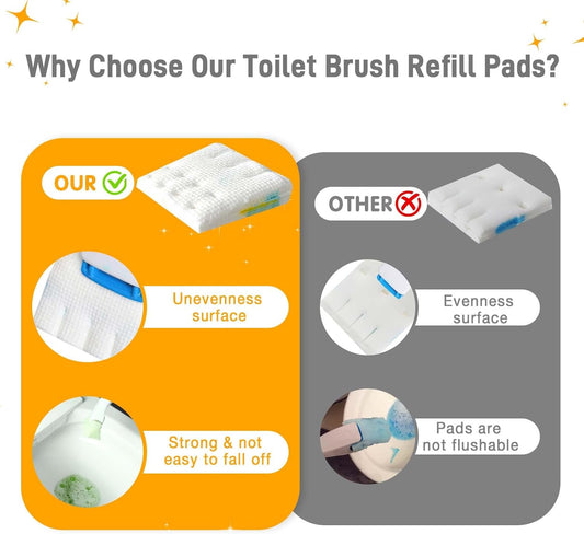 Toilet Cleaner Refill Pads Ocean Scent Enhanced Odor Control 48 Count Toilet Scrubber Refill Clean Stains Disposable Toilet Brush Refill for Toilet and Bathroom