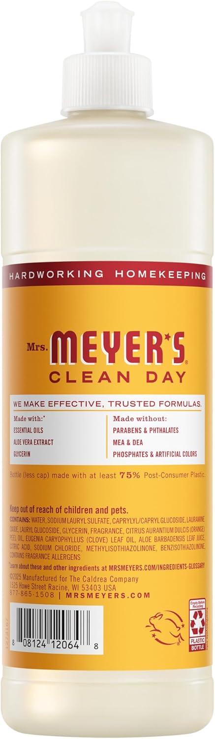 Mrs. MEYER'S CLEAN DAY Dish Soap, Clementine Scent, 16oz (Pack of 3)