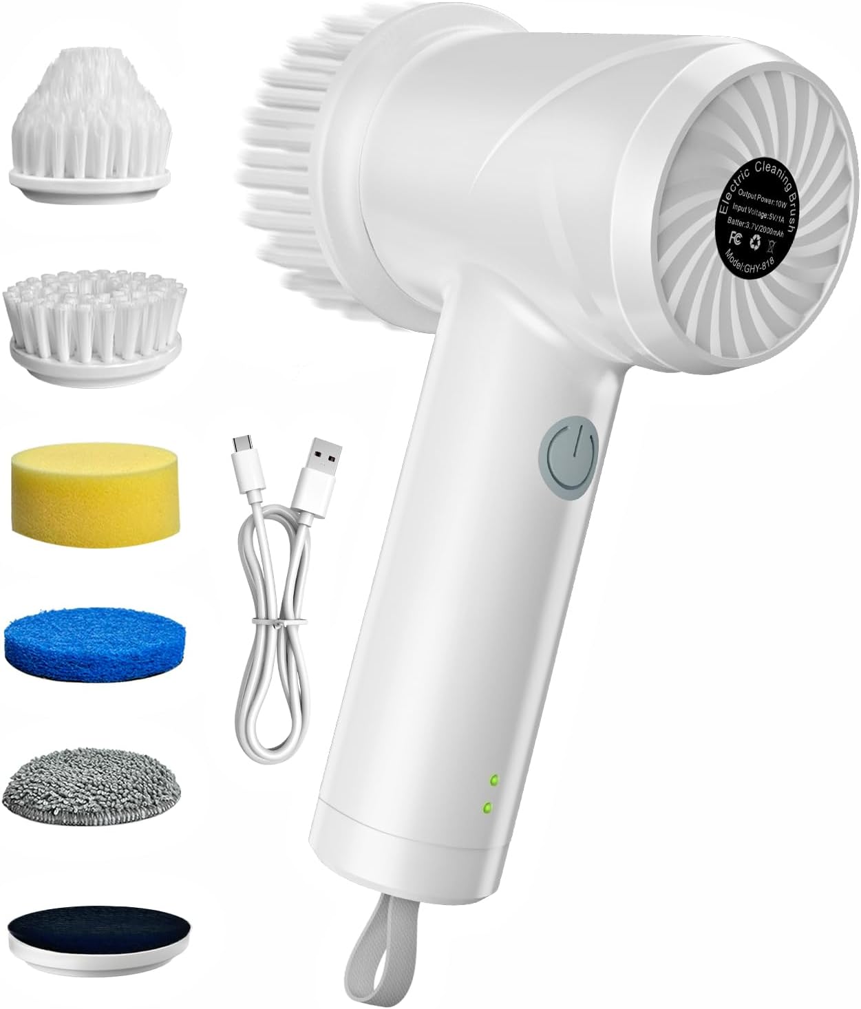 Electric Spin Scrubber - Cordless IPX7 Waterproof Shower Scrubber with 2 Speed Settings and 6 Replaceable Heads,Electric Cleaning Brush for Bathroom,Kitchen and Windows