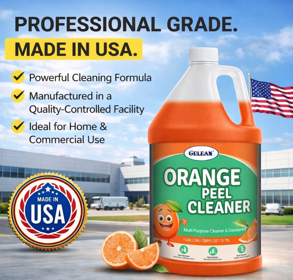 orange peel Multi Purpose Cleaner & Deodorant - Floor Cleaner (Made in USA) | Tile, Stone, Laminate, Vinyl & Natural Wood Floor Cleaner for Mopping, Cleaner Refill for Commercial Use, 1 Gal.