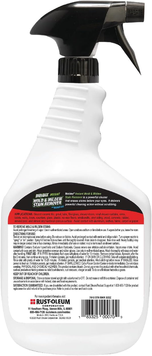 Moldex 7010 Mold & Mildew Instant Stain Remover Trigger Sprayer, 32 oz
