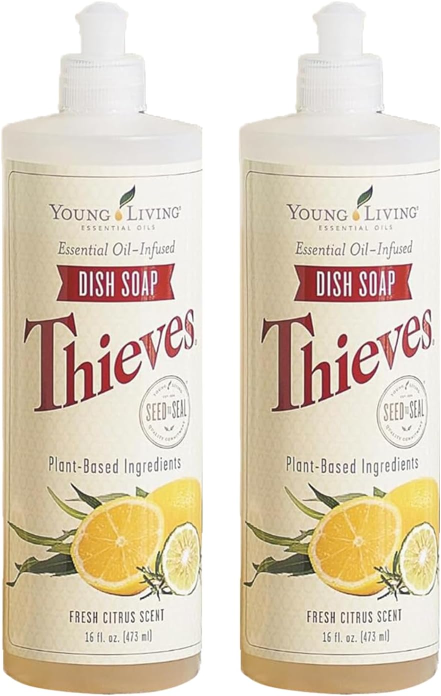 Young Living Thieves Dish Soap | 12 oz | Plant Based Dishwashing Liquid | Formulated with Lemon, Premium Essential Oils, and Water | Gentle on Hands | Ideal for Cleaning Dishes | 1 Pack