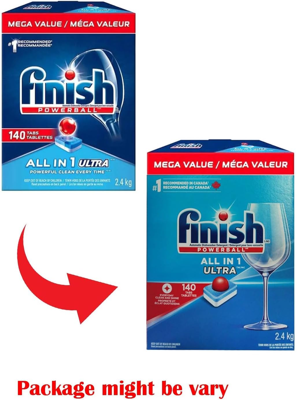 Finish Powerball Automatic Dishwasher Detergent, All in 1 Ultra Powerful Clean, 2.4 KG - 140 Tabs