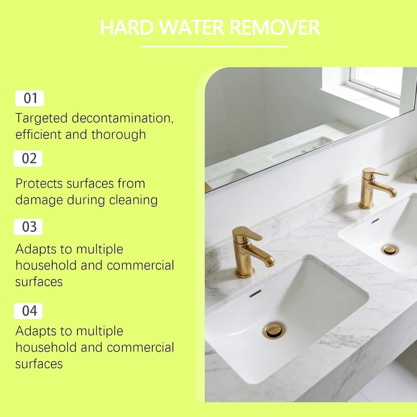 Hard Water Remover, Shower Cleaner for Shower, Glass, Toilet, Water Pipe, Limescale Buildup Remover All-Purpose Bathroom Cleaner for Glass, Shower Doors, Tiles, Toilet, Tub, Sink & Water Pipes