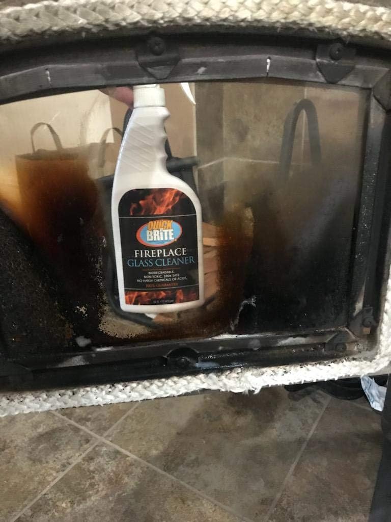 Quick N Brite Fireplace Glass Cleaner Kit with Cloth and Sponge, Removes Soot, Smoke, Creosote, and more, 16 oz, 1-Pack